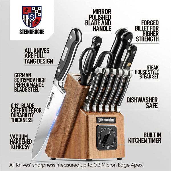 Knife Sets for Kitchen with Block 12 pcs