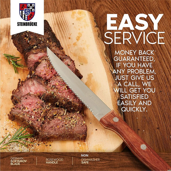 Steak Knives Set of 8 Rosewood Handle