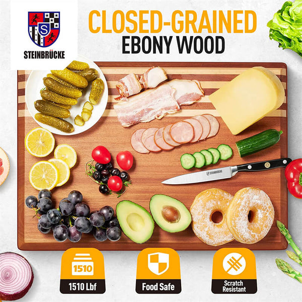 Large Ebony Wood Cutting Board 20x14x1.25