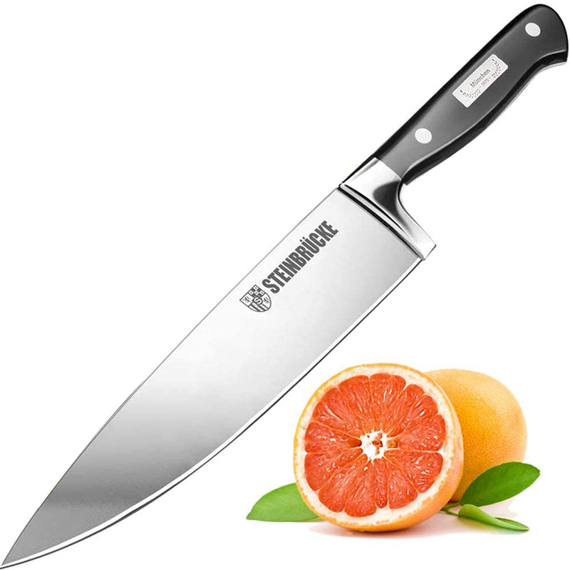 Steinbrücke 10 inch Chef Knife - Pro Kitchen Knife Forged from Stainless  Steel 8Cr15Mov (HRC58)