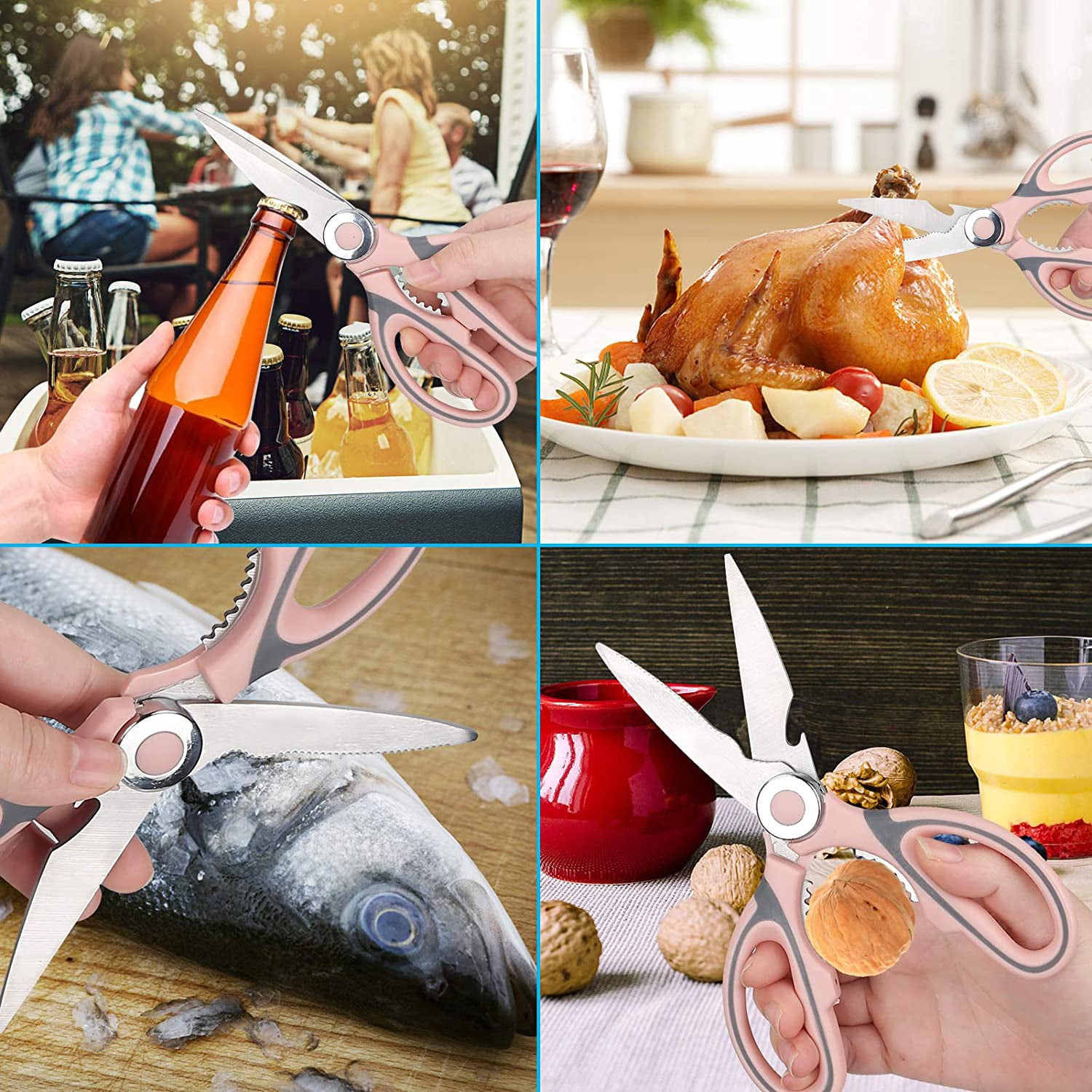 2 Pack Kitchen Shears Heavy Duty Kitchen Scissors Chicken Fish Meat Cutting  Tool